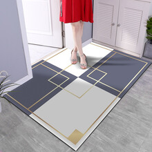富丽彩 皮革入户门垫地垫毯子可擦免洗进户客厅玄关防尘pvc脚垫厨房防水防滑垫北欧定制懒人垫子 迷乱方格 100*120cm