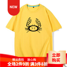 富甲一方螃蟹大闸蟹火cec短袖男宽松T恤半袖女学生体恤宽松粉丝周边定制 黄色 S