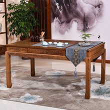 寻古红木家具非洲鸡翅木（学名：非洲崖豆木）茶桌椅组合实木中式喝茶台乌金石茶海茶艺桌泡茶桌子办公室茶桌 单桌：长146*宽86*高75cm