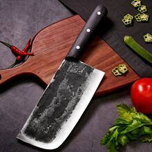 李麻子夹钢菜刀传统手工锻打铁菜刀玄铁切菜刀家用切片刀铁刀切肉刀厨师刀锋利单刀