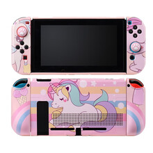 丸图【3D打印壳】任天堂switch保护壳硬壳可爱防摔 创意樱花粉风信蓝彩色 ns主机分体保护套 switch【快乐小马】樱花粉3D壳 膜+粉色猫爪