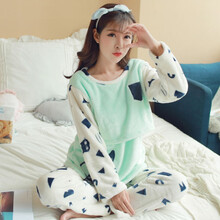 孕妇睡衣冬季珊瑚绒加厚保暖月子服秋冬款法兰绒产后喂奶哺乳套装 871-8绒 M