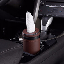 卡斯兰 车载纸巾盒汽车多功能纸巾筒皮革带破窗器创意车内抽纸盒车用纸巾筒圆形抽纸筒汽车用品 破窗纸巾筒【摩卡咖】