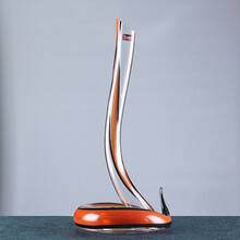 手工创意 Xiangxing摆件红酒无铅水晶轻奢蛇形醒酒器玻璃送礼工艺品装饰家用 橘色款蛇形醒酒器