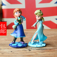 【品质保证】冰雪奇缘手办 冰雪奇缘2爱莎 艾莎 安娜 雪宝公主玩具公仔人偶蛋糕装饰摆件 艾莎+安娜9cm