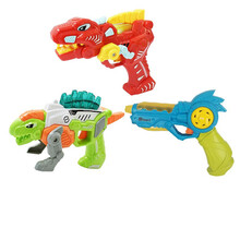 2-3岁儿童玩具枪小孩卡通迷你小Q枪幼儿发声光枪发光恐龙变形枪 恐龙变形枪组合=3把 送电池