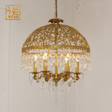 迈尔诺 法式全铜水晶吊灯欧式别墅奢华餐厅客厅卧室书房鸟笼纯铜灯具 6头（600*H750）