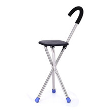 亿佰康 拐杖凳 带座椅手杖 四角拐杖多功能老人助行器 三脚拐杖带凳椅子拐棍 三脚拐杖凳（黑色凳面）