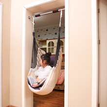 秋千室内儿童单人家用婴儿户外门框单杠吊椅床布袋大人荡秋千庭院 单杠套餐【白色】可拆洗