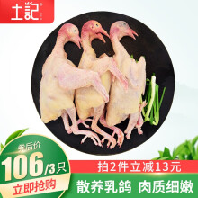 土记新鲜乳鸽3只装净重900g农家散养鸽子肉其他禽类现发生鲜
