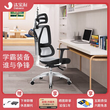 达宝利青少年学习椅初中生高中生人体工程学电脑椅矫姿椅网布透气座椅考研学习椅电脑办公椅 皓月白（含休息脚托+刹车轮+地毯垫）