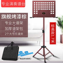 琴谱架吉他架子鼓小提琴古筝乐谱架便携式家用升降折叠曲谱台 【标高款】【1.7米】铜色+2个乐谱夹+六面加厚谱