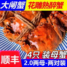 【2.0-3.0两全母熟醉蟹】邂逅阳澄 花雕熟醉蟹4只装大闸蟹非罐装即食螃蟹香辣螃蟹熟食 熟醉蟹580g【2两母3两公 2对装】