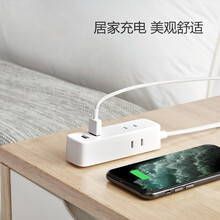 公牛USB插座多功能插排迷你小排插多用插板带线彩色充电插电座/接线板/插线板/拖线板 两脚插头双USB+2插位A120U-1.5米+白色