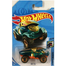 风火轮火辣小跑车恐龙怪兽系列鳄鱼蝎子蝙蝠狼牙鲨鱼动物合金车模 钴绿色 甲虫