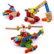儿童可拆装玩具男孩木质玩具138粒螺母组合积木3-6岁早教玩具
