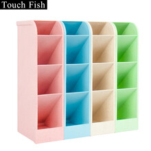 Touch Fish多功能斜插式笔筒桌面收纳盒笔盒 透明彩色创意简约笔架大容量学生文具办公用品 混色 4个