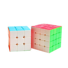 奇艺魔方格二阶三阶四阶五阶魔方顺滑实色免贴纸比赛魔方玩具套装 三阶_四阶
