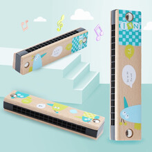New Classic Toys儿童口琴音乐玩具男孩女孩初学口风琴木质宝宝音乐启蒙早教乐器玩具礼物 原木色小鸟-16孔木质