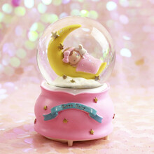 圣诞礼物熊水晶球 冰雪奇缘爱莎公主水晶球带灯樱花熊音乐盒八音盒圣诞节生日礼物 大号娃娃+灯光+音乐+自动飘雪 高15厘米