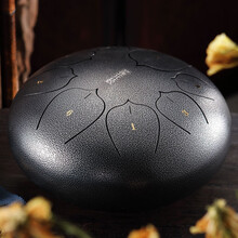 hluru鲁儒莲花鼓8音12英寸空灵鼓初学者钢舌鼔色空鼓手碟儿童打击乐器 12寸8音莲花款（花银色）