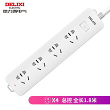 德力西(DELIXI)新国标插座/插排/排插/插板/插线板/接线板/拖线板 4位总控 1.8米 K4X