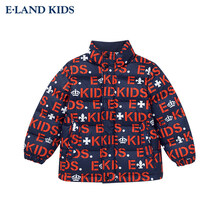 e·landkids衣恋儿童冬新品男童纯色立领休闲中长款羽绒服EKJD94V02R Navy藏青色/59 130cm