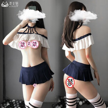 惹火猫 性感情趣内衣女 JK可爱镂空露胸三点式学生装制服诱惑角色扮演睡裙内裤套装 R559