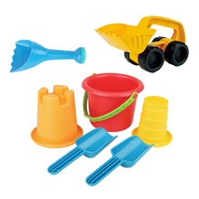 德国(Hape)儿童沙滩玩具运沙车7件套儿童玩沙玩水戏水玩具怪力挖沙套装男女孩节日礼物 18个月+ suit0084
