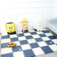 泡沫地垫拼接大号家用爬行垫加厚一整张儿童拼图爬爬垫防摔地板垫 白+藏青 30*30*1.2cm(24片)送边