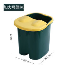 沐足泡脚桶洗脚带盖加厚按摩滚轮足浴盆加高养生大号足疗家用神器 (带按摩轮)深绿色有带盖加大号