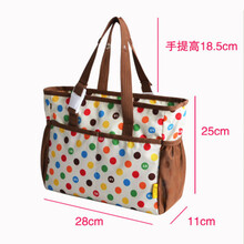 禾里冲妈咪包手提背婴带奶瓶卡位多功能单肩防水母婴包圆点妈妈包背包小号