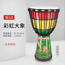 羊皮非洲鼓儿童幼儿园初学者民谣丽江手鼓打击乐器8/10/12寸 标10 彩虹大象