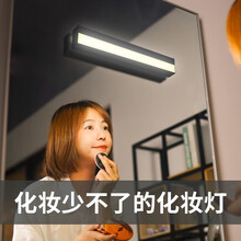梓宇led镜前灯卫生间厕所免打孔粘贴磁吸附充电式移动化妆灯镜柜梳妆台补光灯镜子灯浴室洗漱壁挂灯 【1个装】中长款22cm：金属灯身、调亮度、磁吸