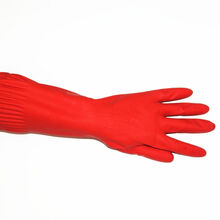 洗车手套加绒洗车手套橡胶防水手套洗碗防水橡胶加绒加厚保暖洗衣服手套厨房家务洗车加棉手套女 短款31CM【均码红色】【加绒】 【2双装*】