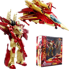 锦江复仇英雄联盟蜘蛛侠美国队长变形机器人模型儿童六一礼物生日 钢铁侠 红色.