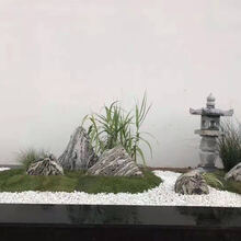 大型迎客松仿真雪松木雕马尾松新中式造景装饰枯山水景观园林摆件 雪浪石40cm高度三块组合厚10cm