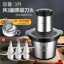 荣事达绞肉机家用商用电动不锈钢小型3L大容量多功能搅碎菜馅辣椒 升级款不锈钢碗三刀【配饺子模具】