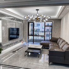 超莱威吊灯客厅灯现代简约大气轻奢北欧灯具套餐三室两厅2021年新款创意艺术魔豆led灯餐厅卧室灯套装 6头烟灰色灯罩-三色光