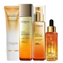 欧莱雅（LOREAL）女士护肤化妆品套装金致臻颜花蜜奢养紧妍系列（提拉紧致 淡化细纹） 四件套 洁面+水+精华+乳液