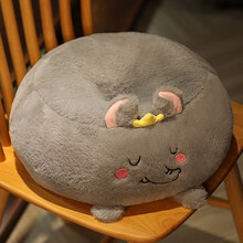 粉萌 卡通加厚坐垫圆形榻榻米垫子蒲团学生坐垫日式懒人家用卧室客厅地板上阳台飘窗垫子HX 灰色萌象 直径40厘米