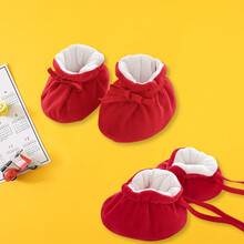 婴儿鞋子新生儿0-1岁男女宝宝秋冬加厚保暖软底鞋地板鞋子保暖脚套 红色 婴儿棉鞋