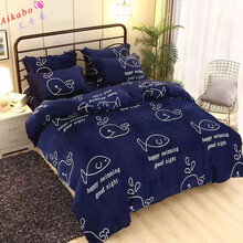 加绒法兰绒珊瑚绒被套单件单双人毛绒保暖被罩学生被套 海洋蓝鲸 150X210【三秒速热】