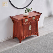 木果果木 红木家具 缅甸花梨（学名：大果紫檀）王世襄款明式翘头二联柜 中式玄关柜 门厅柜子 小餐边柜 精品