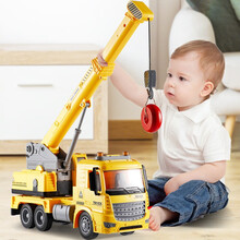 雷朗 大号搅拌运输机翻斗消防车手动工程卡货车模型遥控儿童玩具车男孩礼物 声光音乐工程吊车