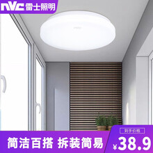 雷士（NVC）雷士照明 led阳台灯客厅书房灯饰 吸顶灯具 卧室灯过道灯现代简约灯 【白玉】12瓦面包灯 单色白光 260*70