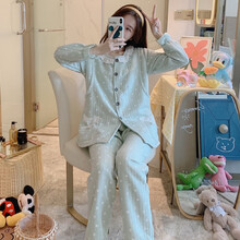 孕薇贝儿 秋冬季薄款夹棉加厚产月子服哺乳衣孕妇睡衣保暖棉袄家居服 穗8819绿色夹层 L码