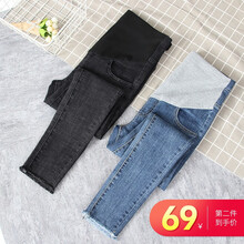 郁彼孕妇裤秋冬新款孕妇装秋冬装时尚外穿孕妈装牛仔孕妇打底裤子春秋季加绒加厚 【202款】黑色-春秋款 L