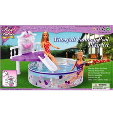 泡水芭比游泳池  升级款迷你泡水芭比方形游泳池迷你沙滩椅仿真太阳 圆形泳池 2678 泳池+1个娃娃