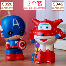 ℂℂ℘儿童涂色玩具2个装石膏娃娃涂颜色搪胶存钱罐彩绘白胚手工diy制作 黑色 2个装送颜料笔刷